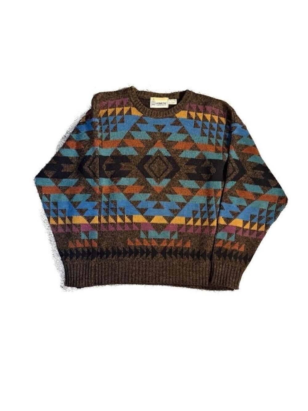 Vintage London Fog Southwestern Pattern Knit Sweater Size Large